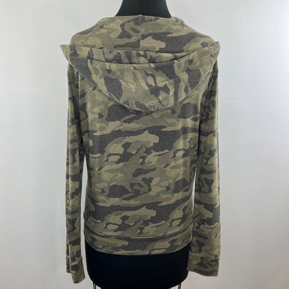 MONROW Green Camo Poly Cotton Blend Full-Zip Hoodie Sweater Jacket Camouflage M - Picture 4 of 7
